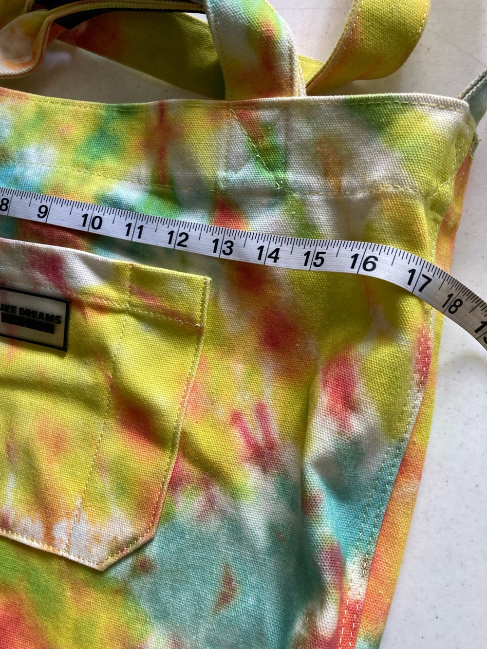 Like Dreams Tie-Dye Canvas Tote Bag in Yellow Multi-Color - Picture 9 of 10